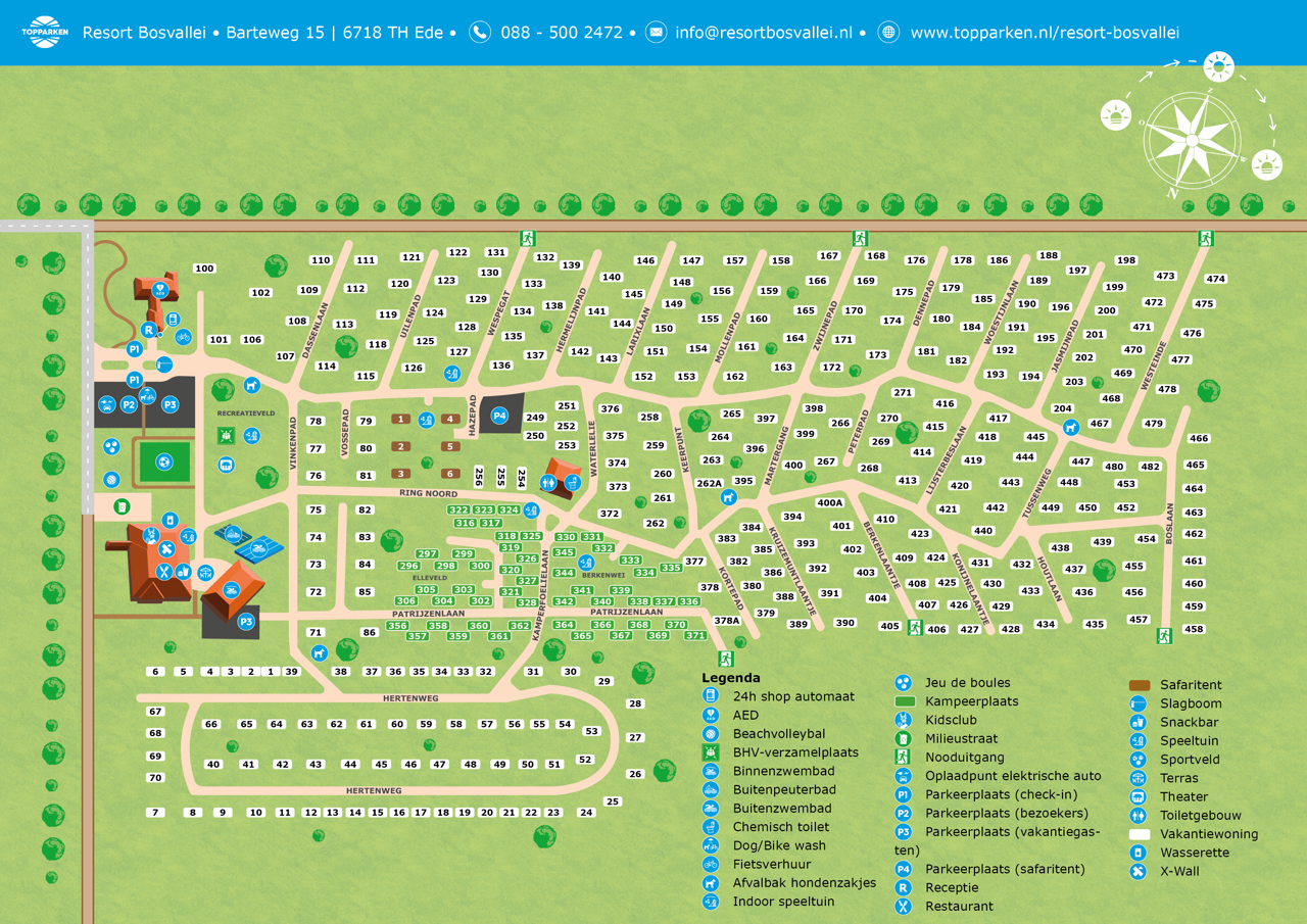 Parkplattegrond van Resort Bosvallei